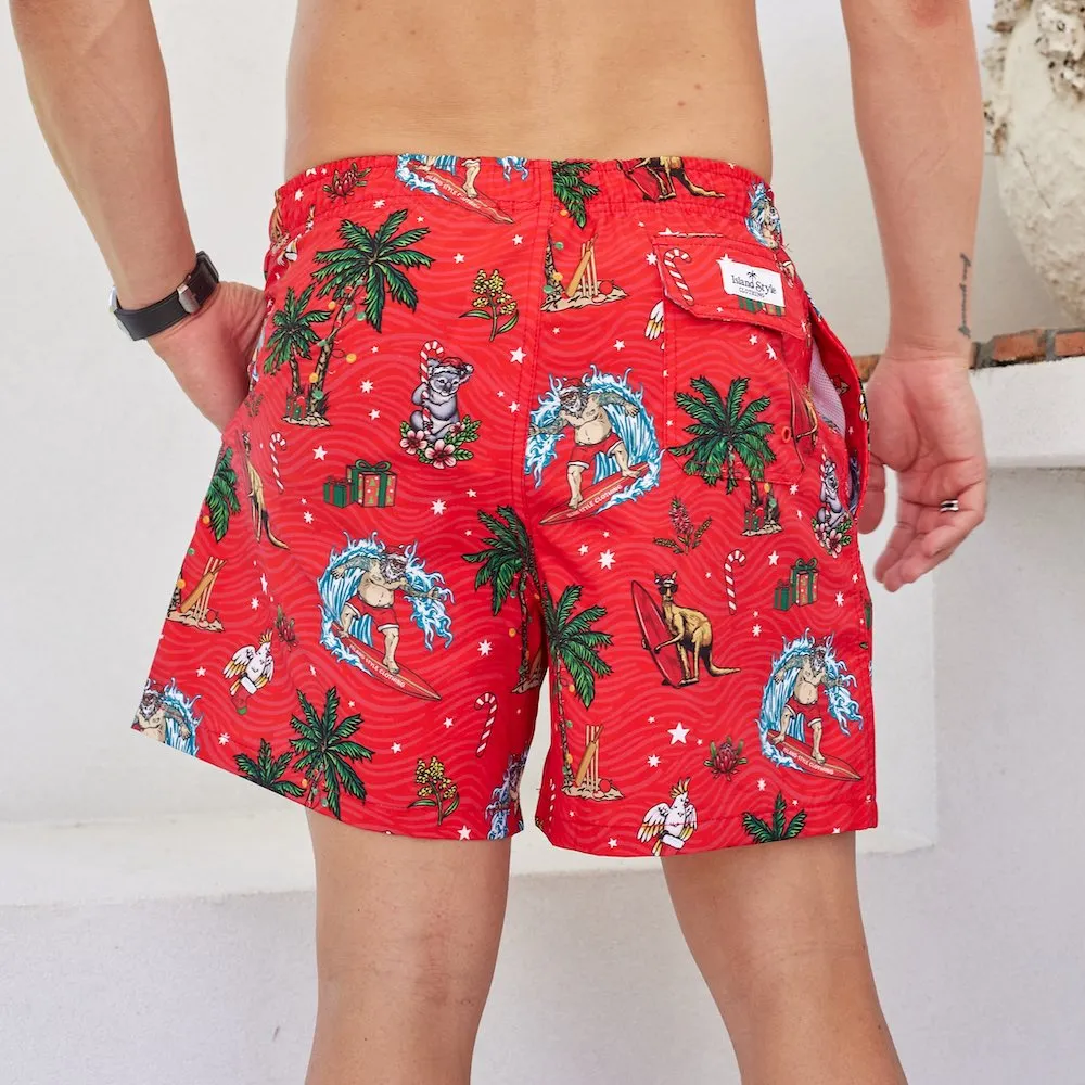 Aussie Christmas Red - Recycled Swim Shorts