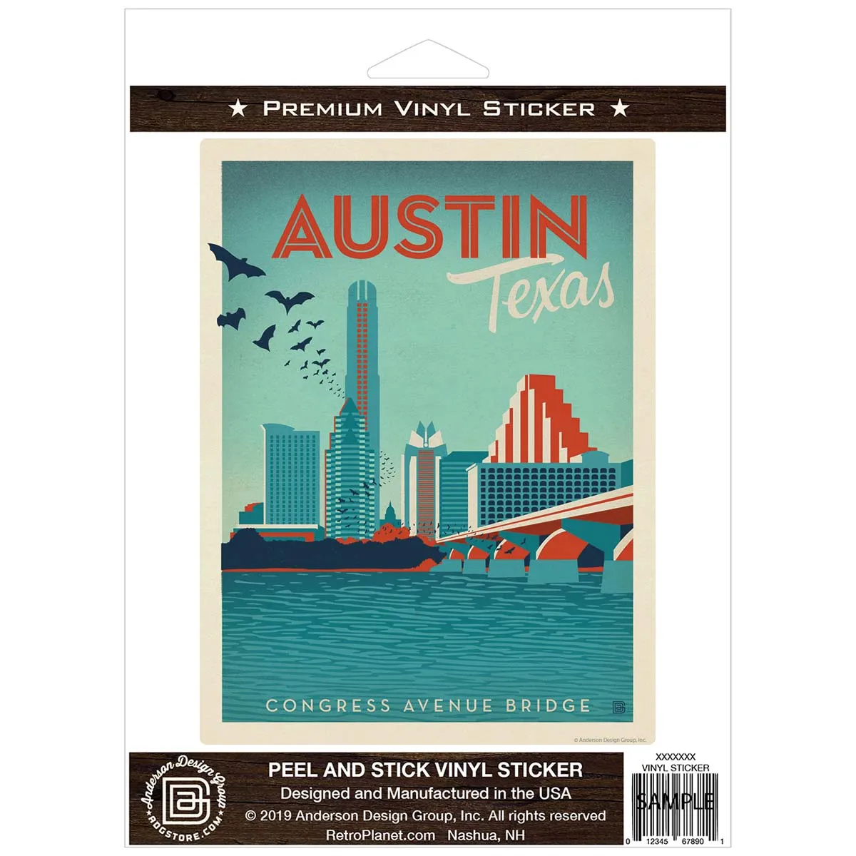 Austin Texas Congress Avenue Bridge Vinyl Sticker