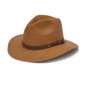 Austral Brown Panama Straw Hat - The Julian With Leather Band