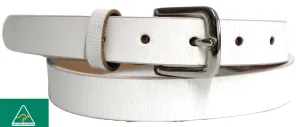 Australian made Genuine Leather Belt 25 mm Width. Colour: White.