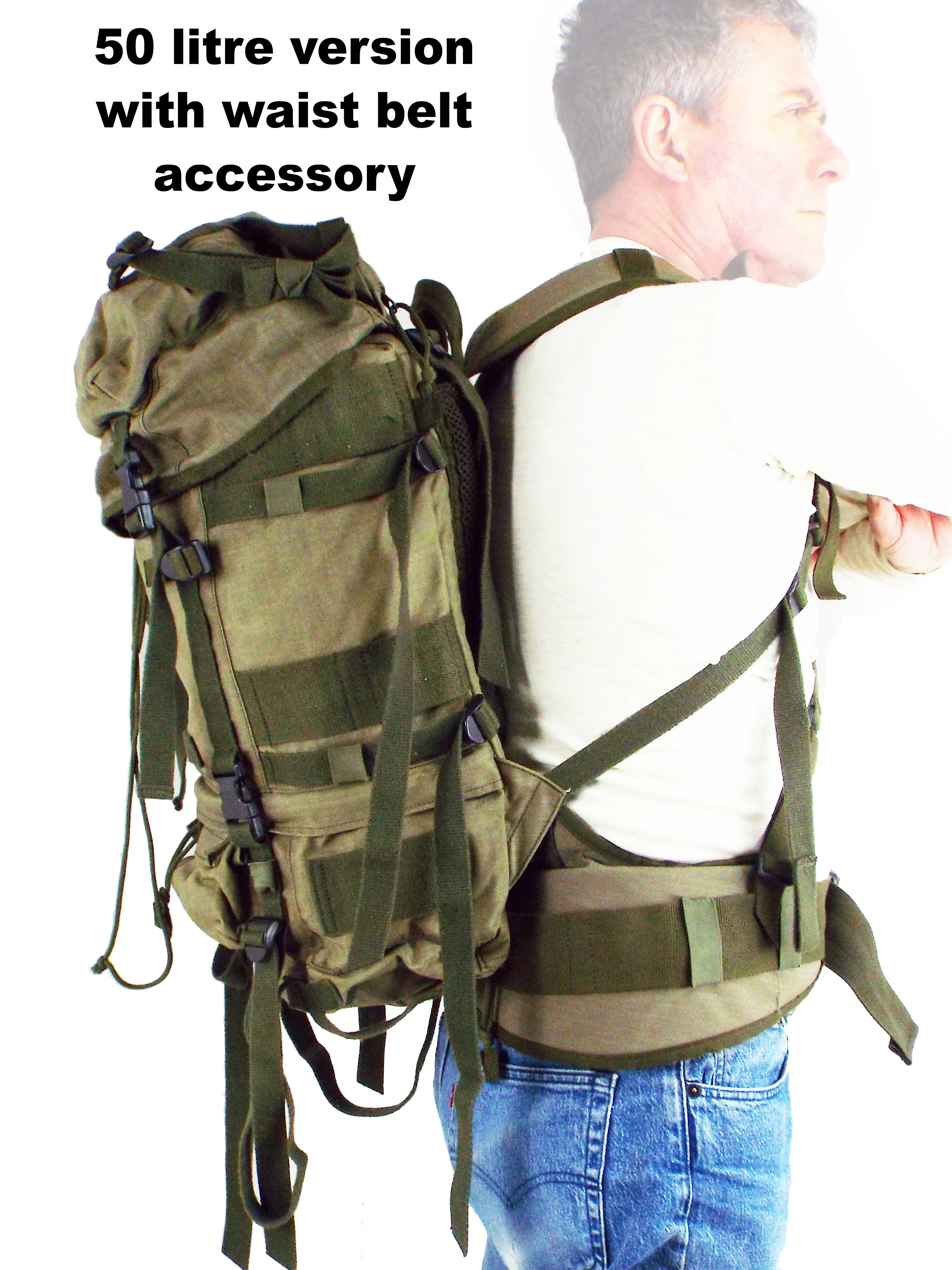 Austrian Alpine Olive Green Military Rucksack - Urban Rock or Redo 65 litre