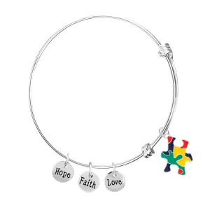 Autism Colored Puzzle Piece Retractable Bracelets