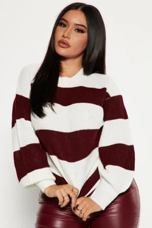 Autumn Dreams Striped Sweater - Burgundy/combo