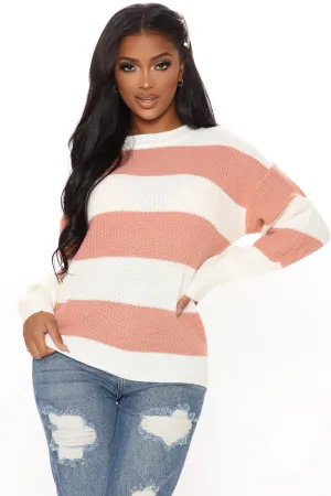 Autumn Dreams Striped Sweater - Mauve/combo