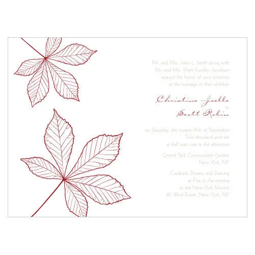 Autumn Leaf Invitation Willow Green