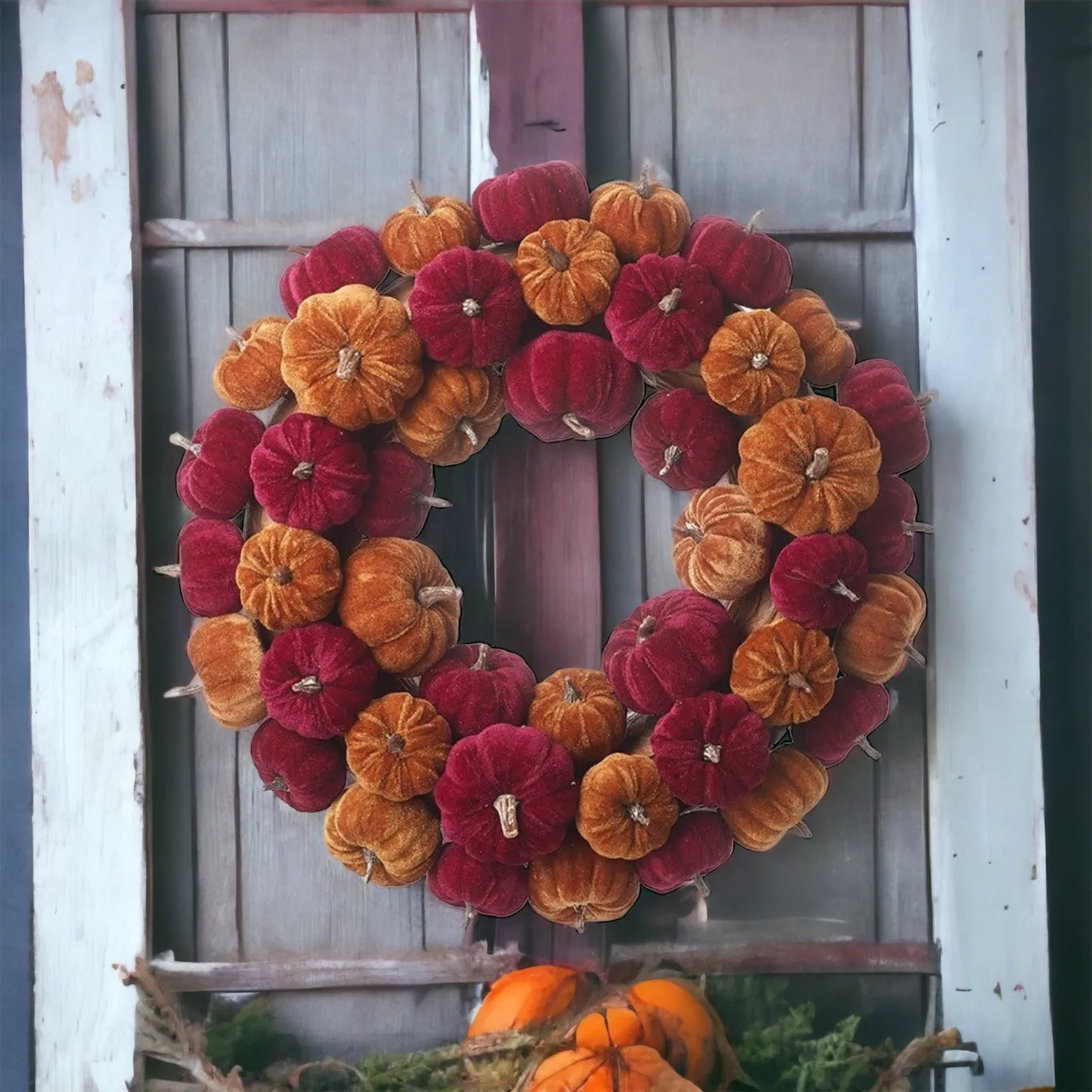 Autumn Velvet Pumpkin Wreath