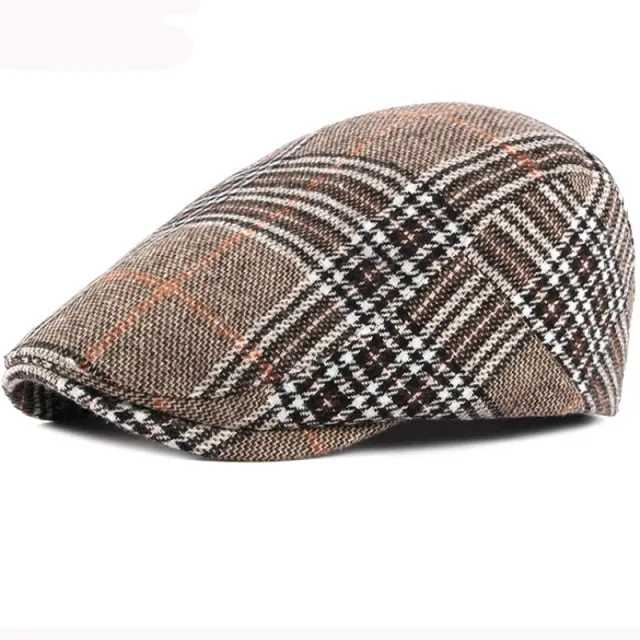 Autumn Winter Hat Men Women Wool Beret Vintage Plaid Ivy Newsboy Flat Cap Retro Artist Painter Beret Hat