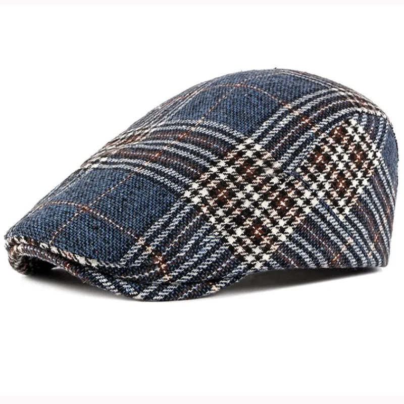 Autumn Winter Hat Men Women Wool Beret Vintage Plaid Ivy Newsboy Flat Cap Retro Artist Painter Beret Hat