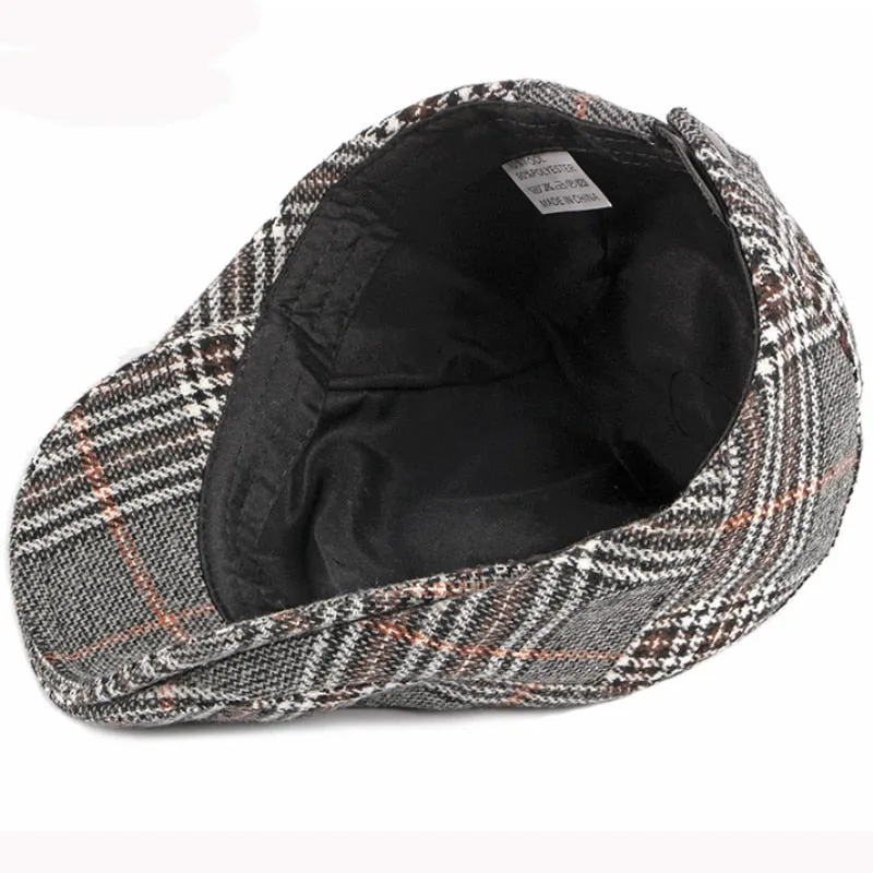 Autumn Winter Hat Men Women Wool Beret Vintage Plaid Ivy Newsboy Flat Cap Retro Artist Painter Beret Hat