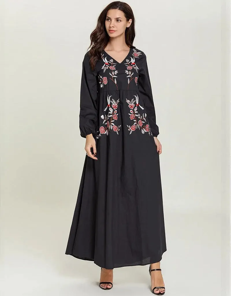 Autumnal floral abaya for urban casual wear