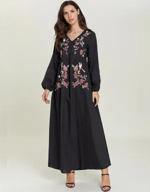 Autumnal floral abaya for urban casual wear