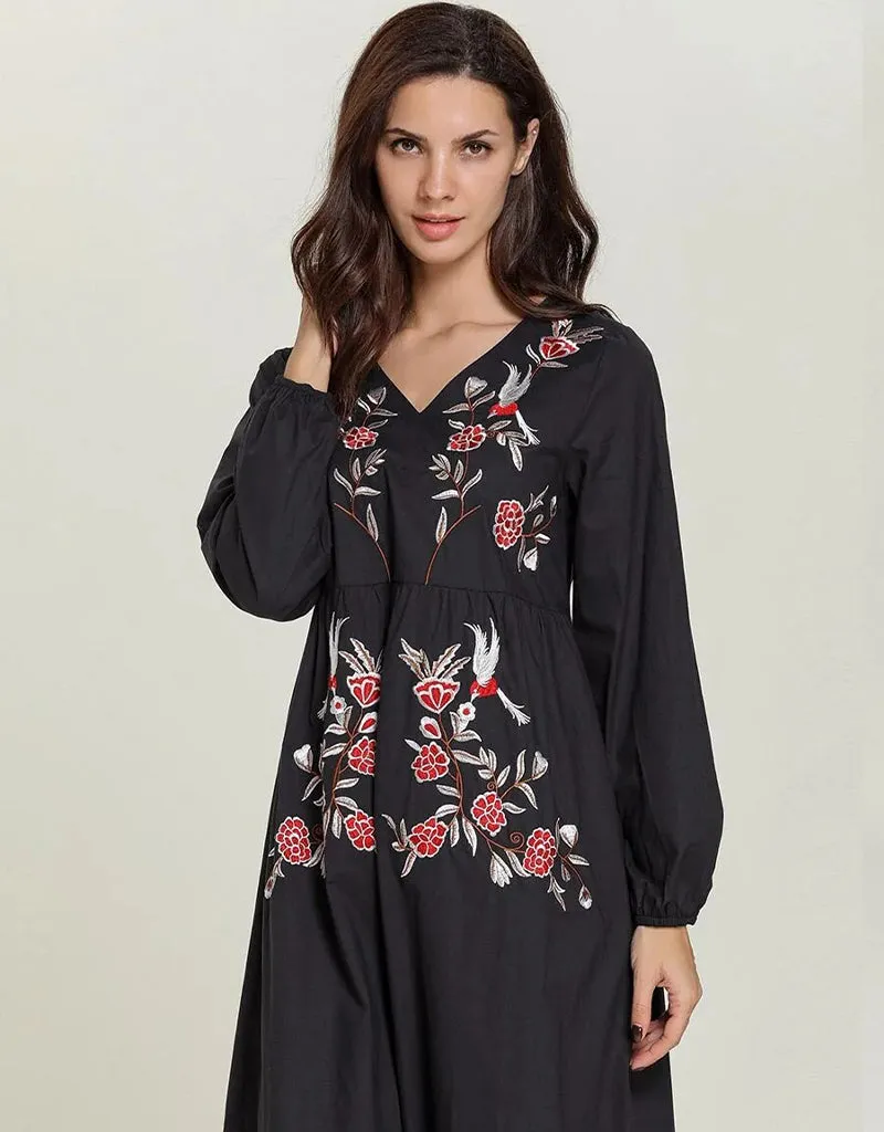 Autumnal floral abaya for urban casual wear