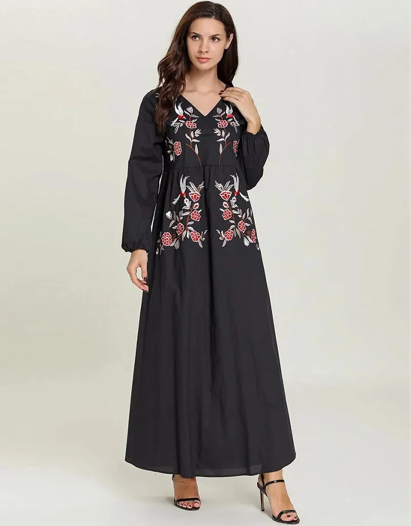 Autumnal floral abaya for urban casual wear