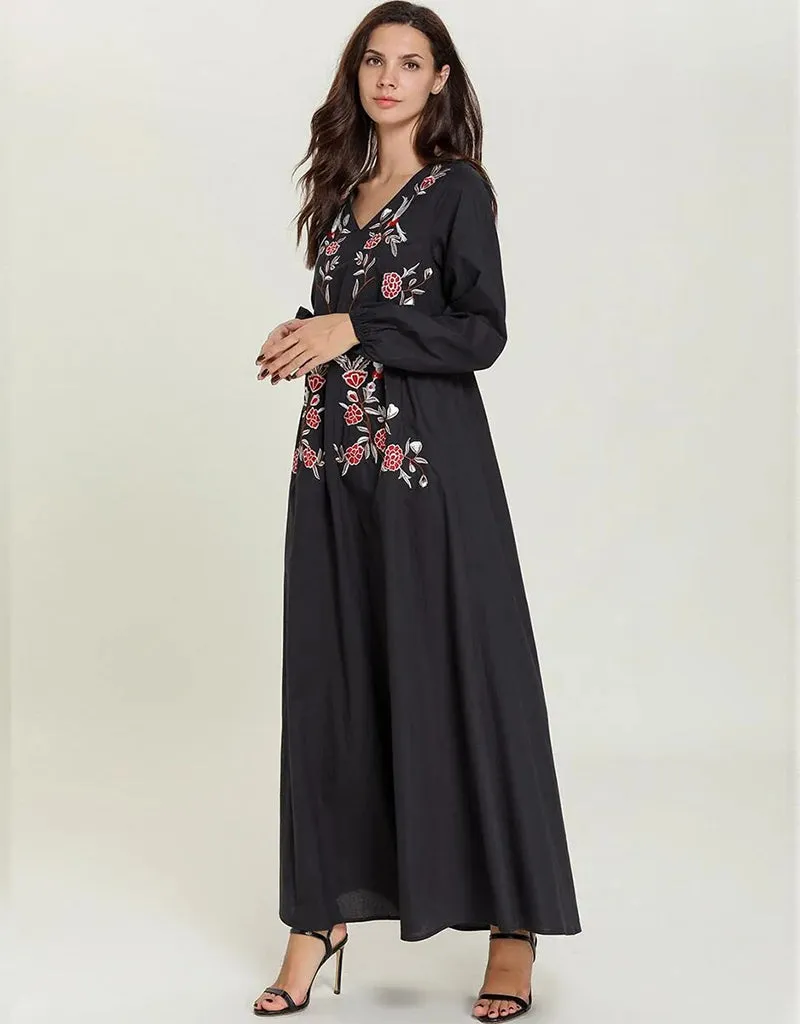 Autumnal floral abaya for urban casual wear