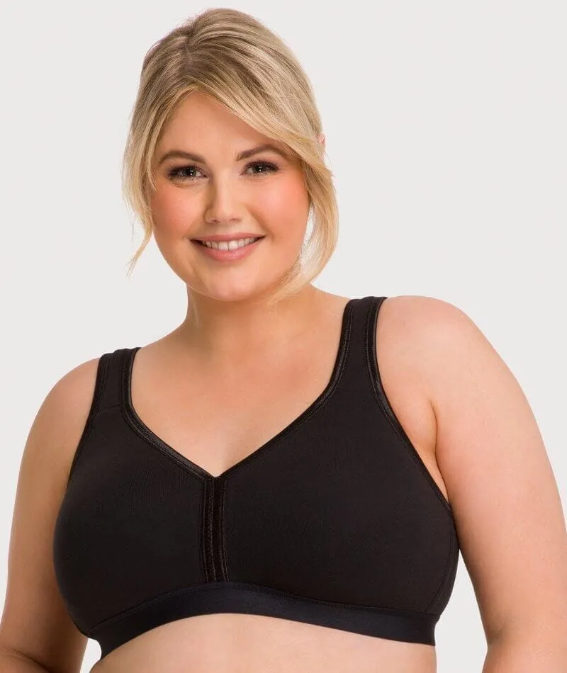 Ava & Audrey Faye Cotton Wire-free Support Bra 2 Pack - Black/Frappe