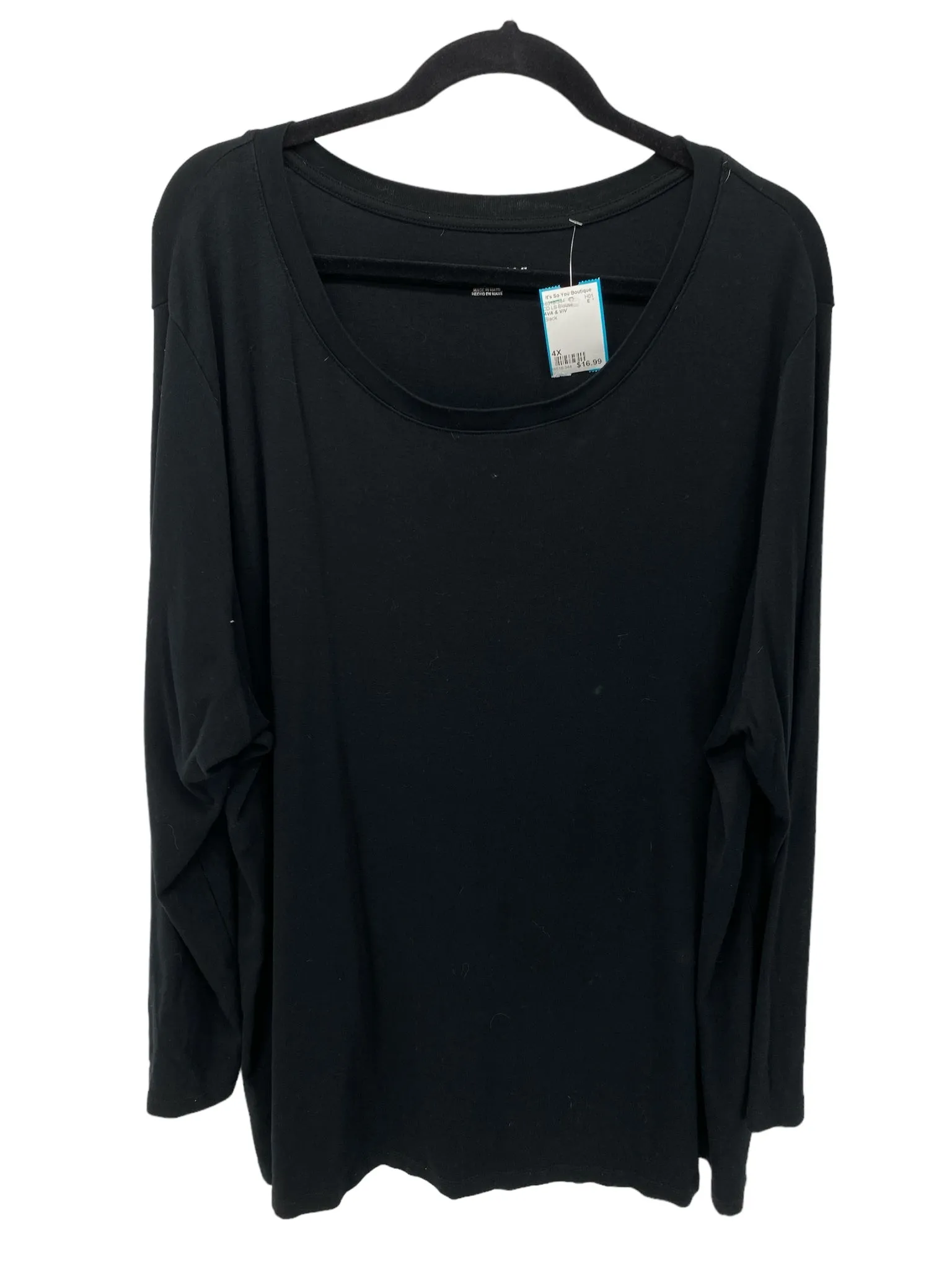 AVA & VIV Women Size 4X Black CD LS Blouse