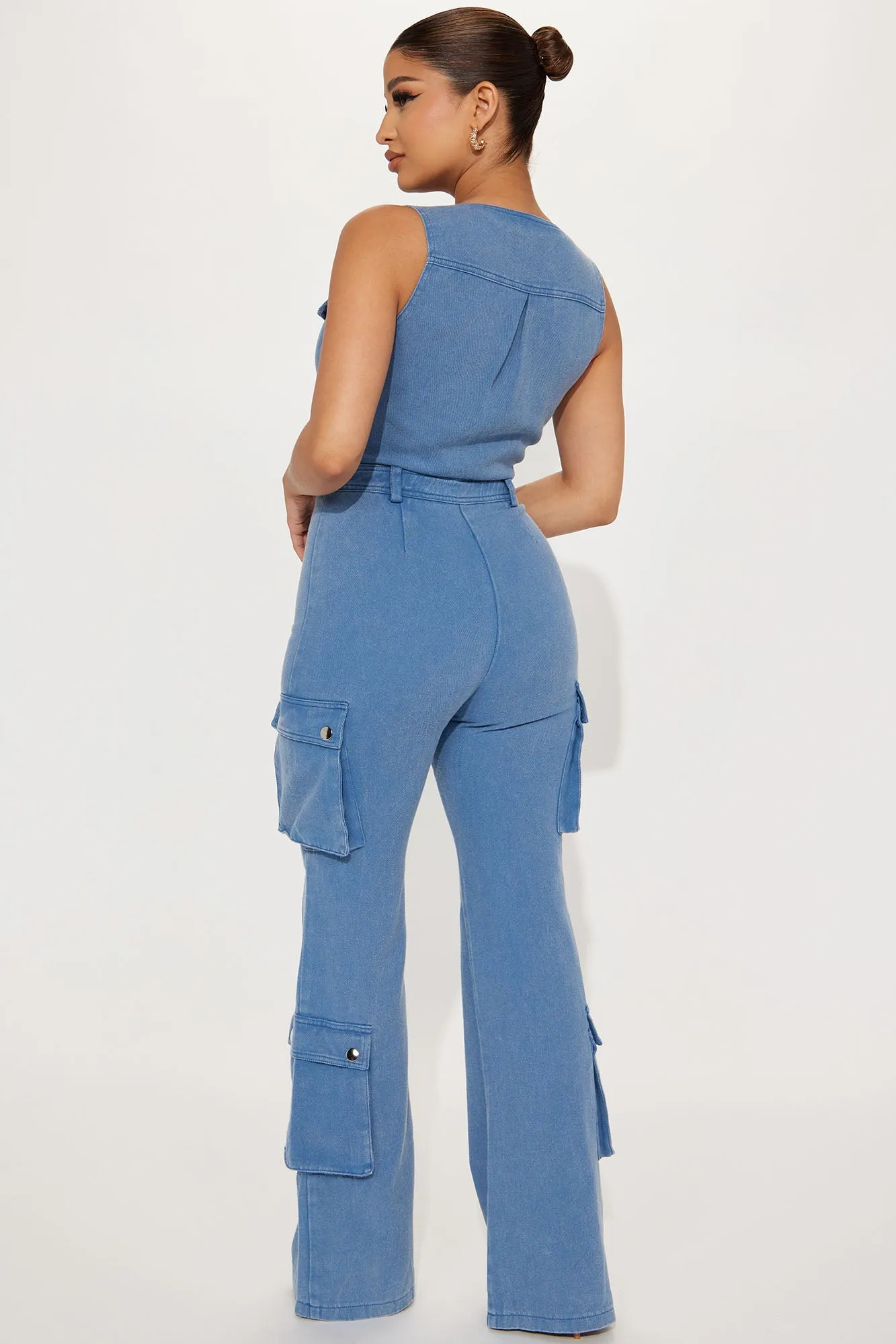 Ava Cargo Denim Jumpsuit - Denim