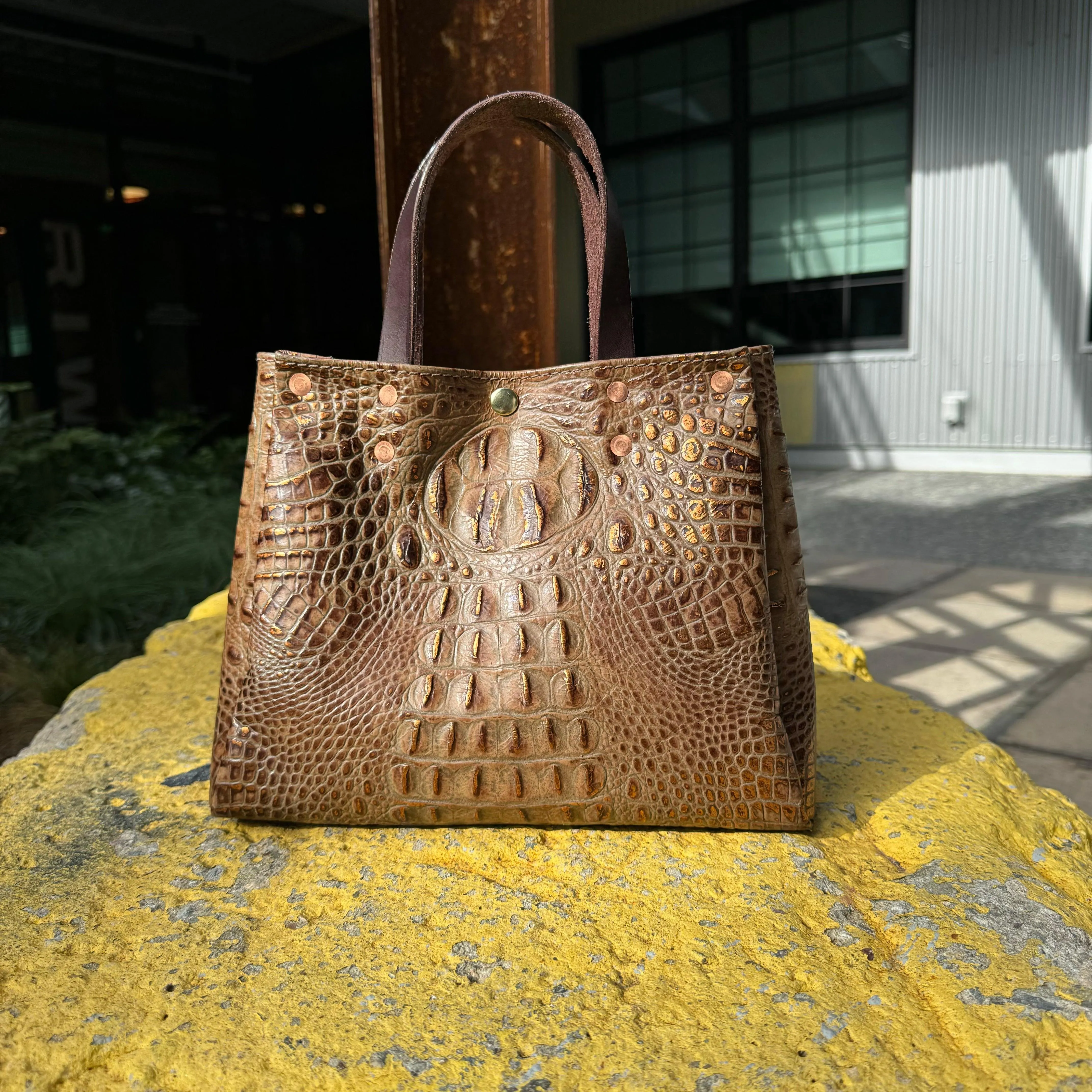 Ava Croc Embossed Leather Tote