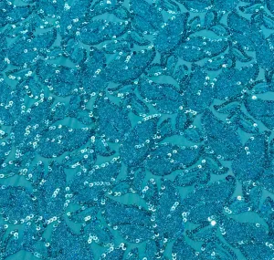 Ava Frosted Sequin Stretch Mesh - Aqua