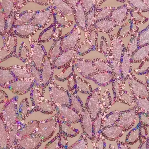 Ava Frosted Sequin Stretch Mesh - Blush