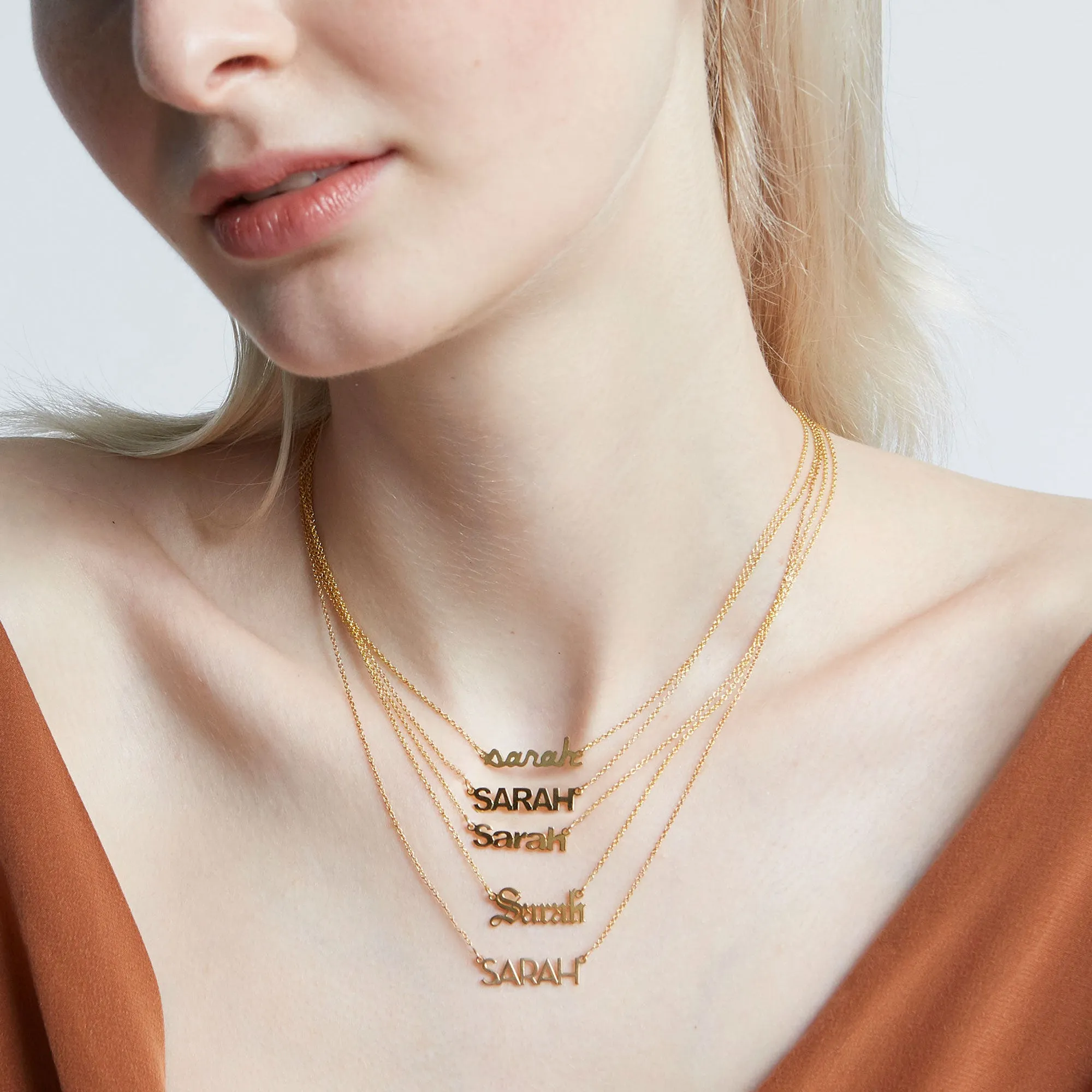 AVA MULTI NAME BLOCK NECKLACE