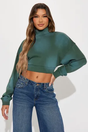 Ava Washed Cropped Pull Over - Hunter