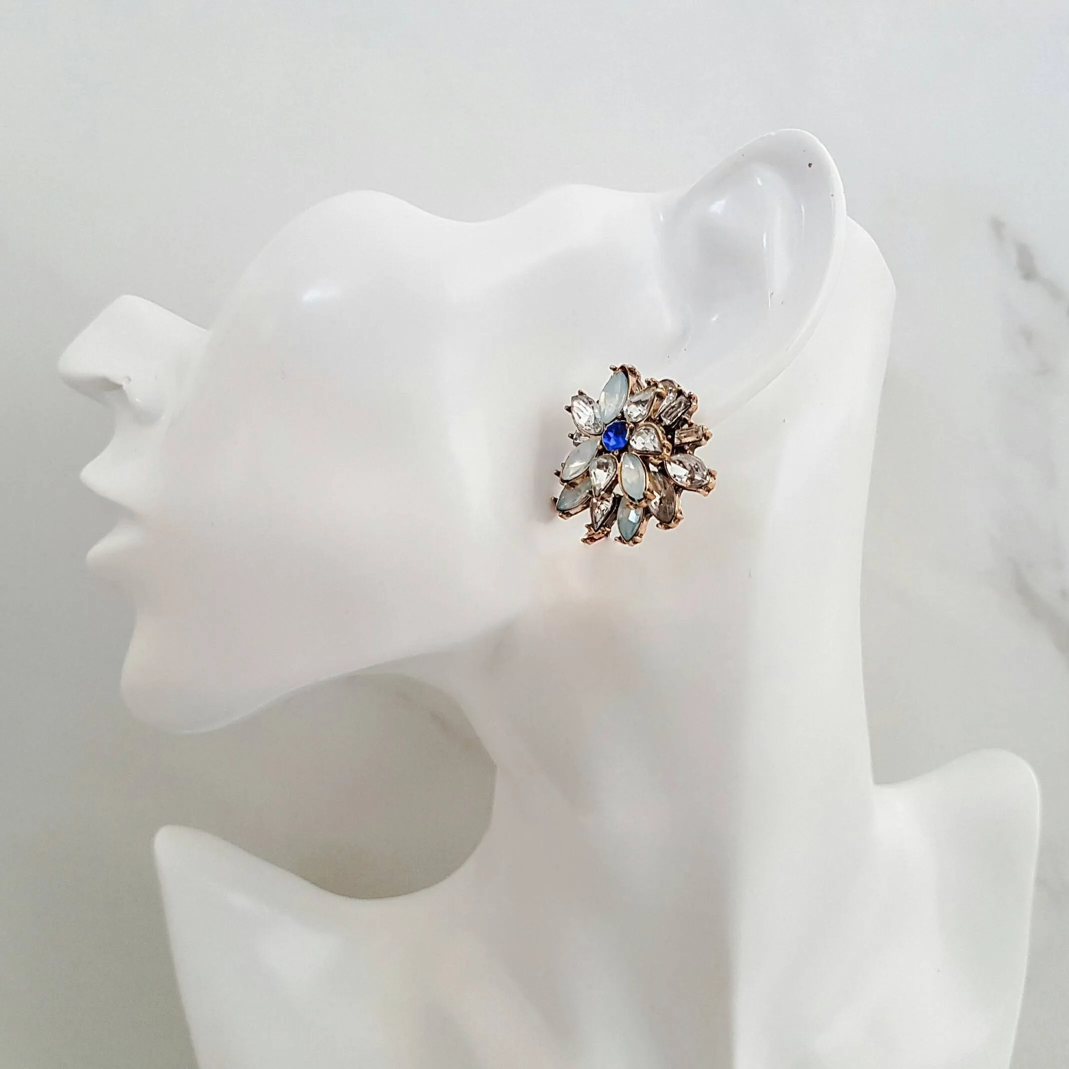 AVAANI Blue Rhinestone Stud Earrings