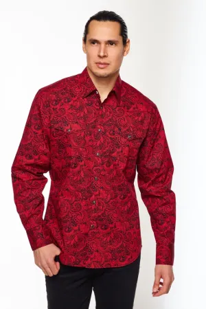 Avalon Men's Ls Western Snap Print Shirt