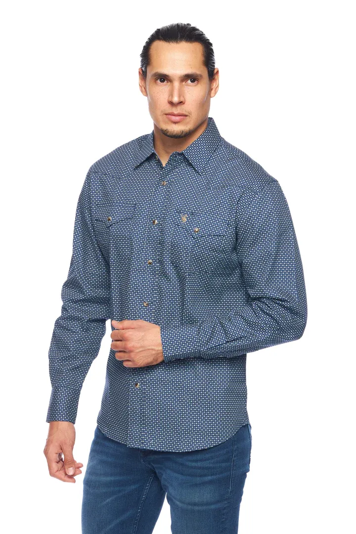 Avalon Men´s Printed Long Sleeve Blue Shirt