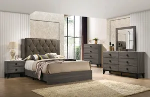 Avantika Fabric & Rustic Gray Oak Eastern King Bed