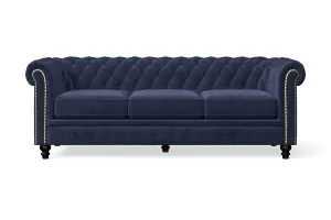 Aversa 3 Seater Sofa Dark Blue Velvet