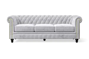 Aversa 3 Seater Sofa Silver Velvet