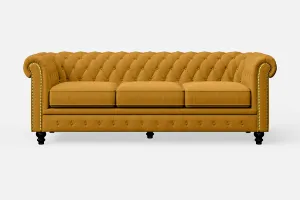 Aversa 3 Seater Sofa Yellow Linen Fabric