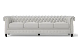 Aversa 4 Seater Sofa White Leather