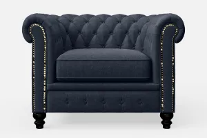 Aversa Armchair Dark Blue Linen Fabric