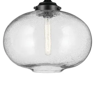 Avery 15" 1-Light Semi-Flush Mount Light with Clear Glass, Black Finish