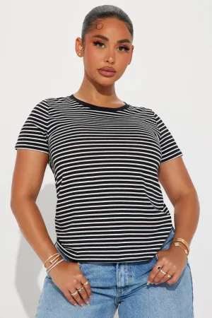 Avery Striped Short Sleeve Top - Black/White