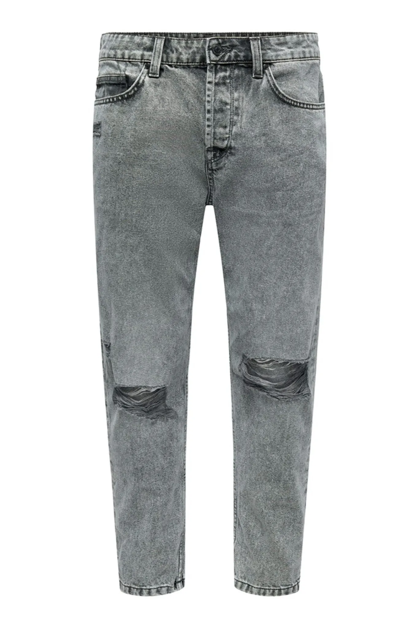 Avi Beam Crop Damage - Grey Denim