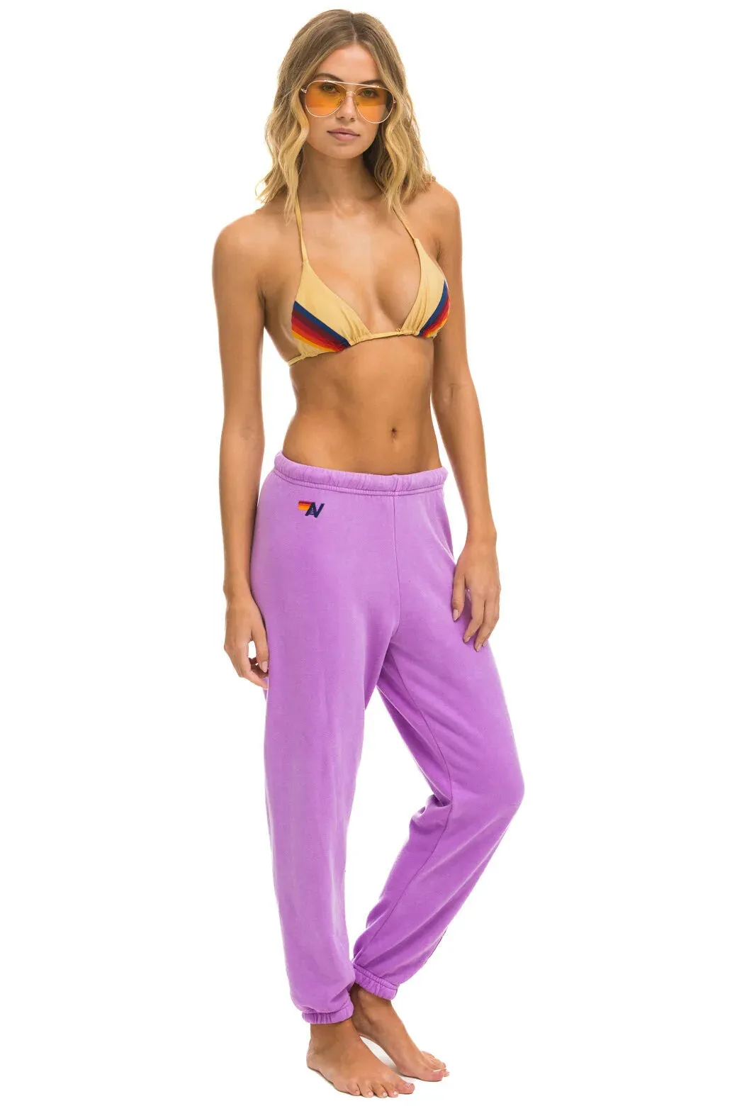 Aviator Nation 5 Stripe Sweatpants Neon Purple/Pink