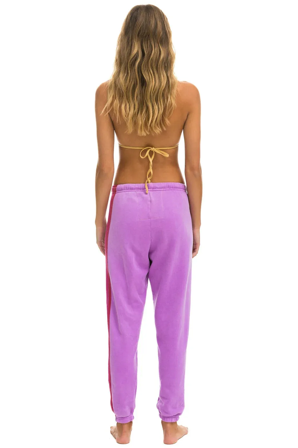 Aviator Nation 5 Stripe Sweatpants Neon Purple/Pink