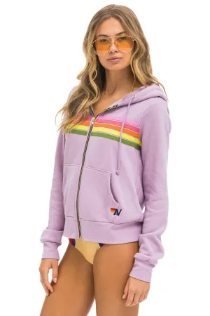 Aviator Nation 5 Stripe Zip Hoodie Mauve Pink Green