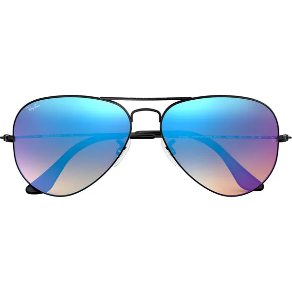 Aviator - Shiny Black Mirror/Blue Gradient Flash