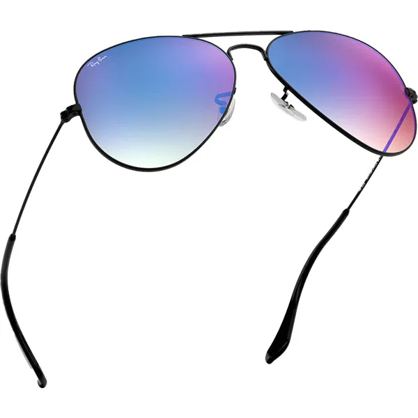 Aviator - Shiny Black Mirror/Blue Gradient Flash