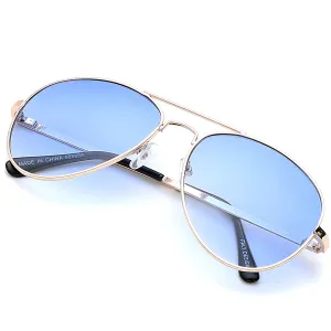 Aviator Sunglasses Classic - Non-Polarized - Gold Frame - Sky Blue