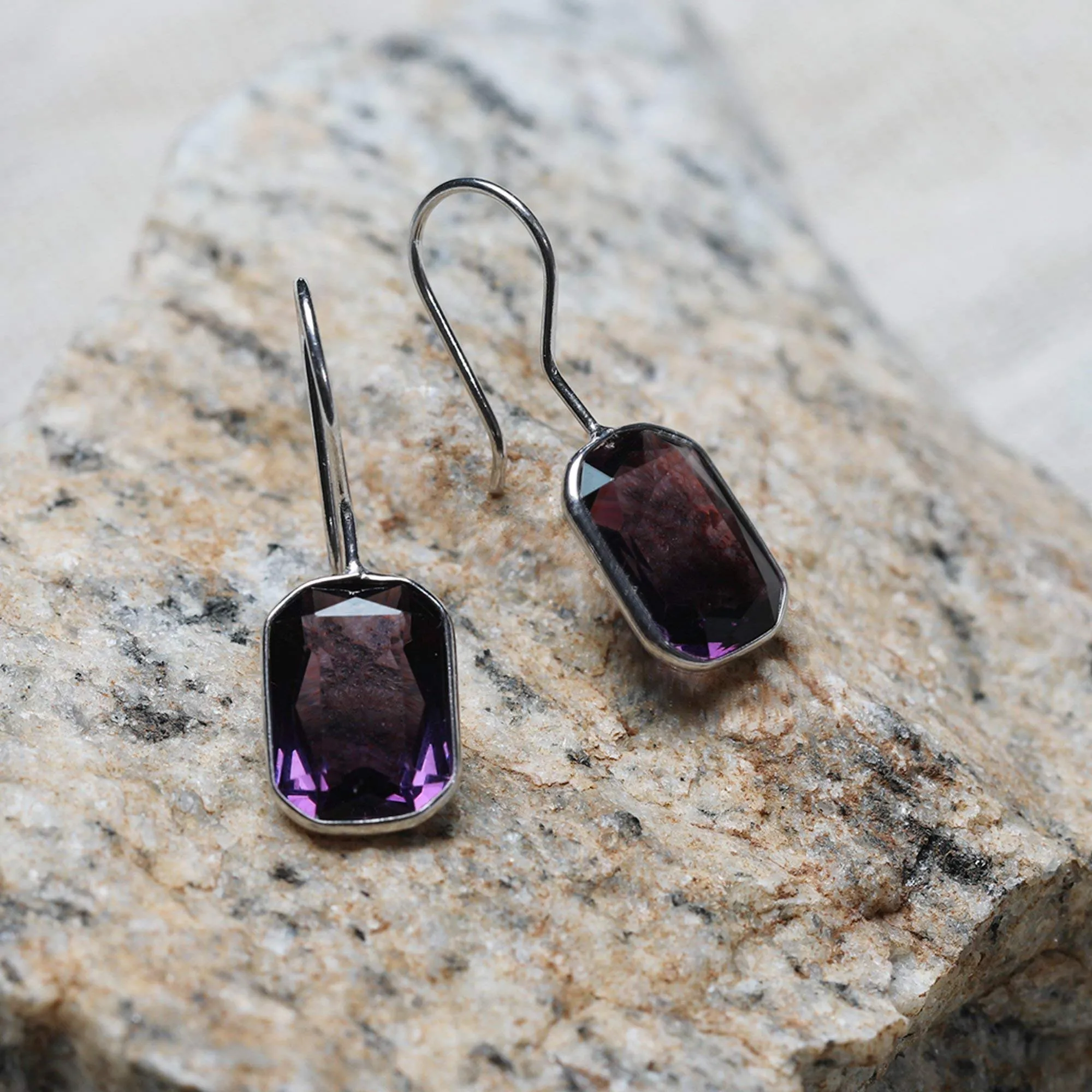 AVNI  Oxidised Silver Royal Purple Earrings Studs For Women & Girls