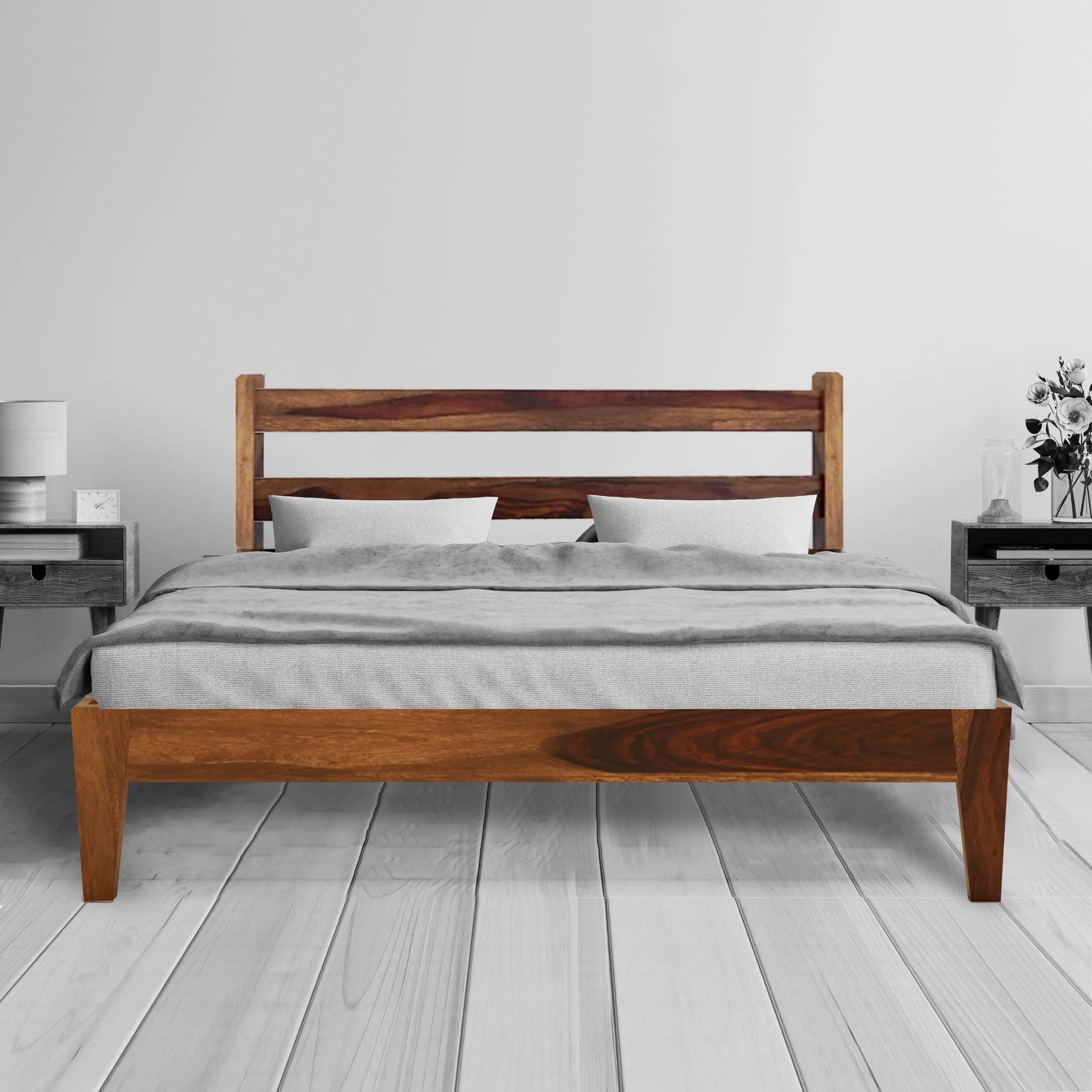 AWANA BED QUEEN Sheesham Wood (Honey Finish)