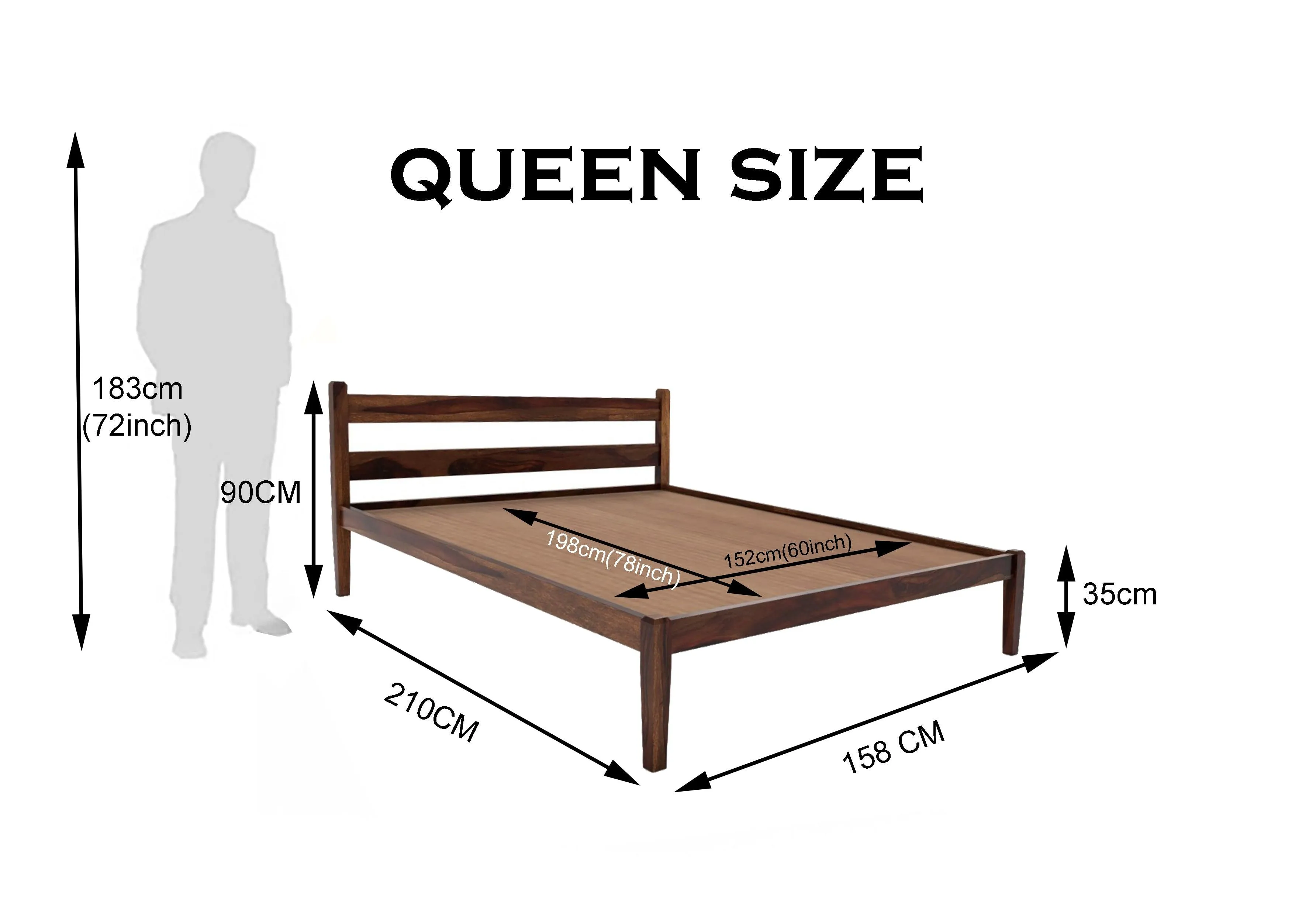 AWANA BED QUEEN Sheesham Wood (Honey Finish)