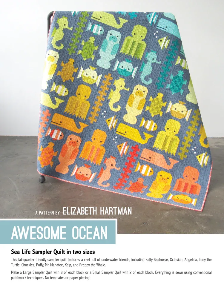 Awesome Ocean, A Quilt Pattern by Elizabeth Hartman