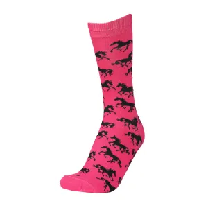 AWST Int'l Ladies "Lila" Galloping Horses Crew Socks- 6 Pack