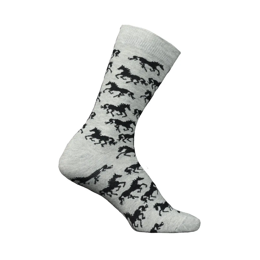 AWST Int'l Ladies "Lila" Galloping Horses Crew Socks- 6 Pack